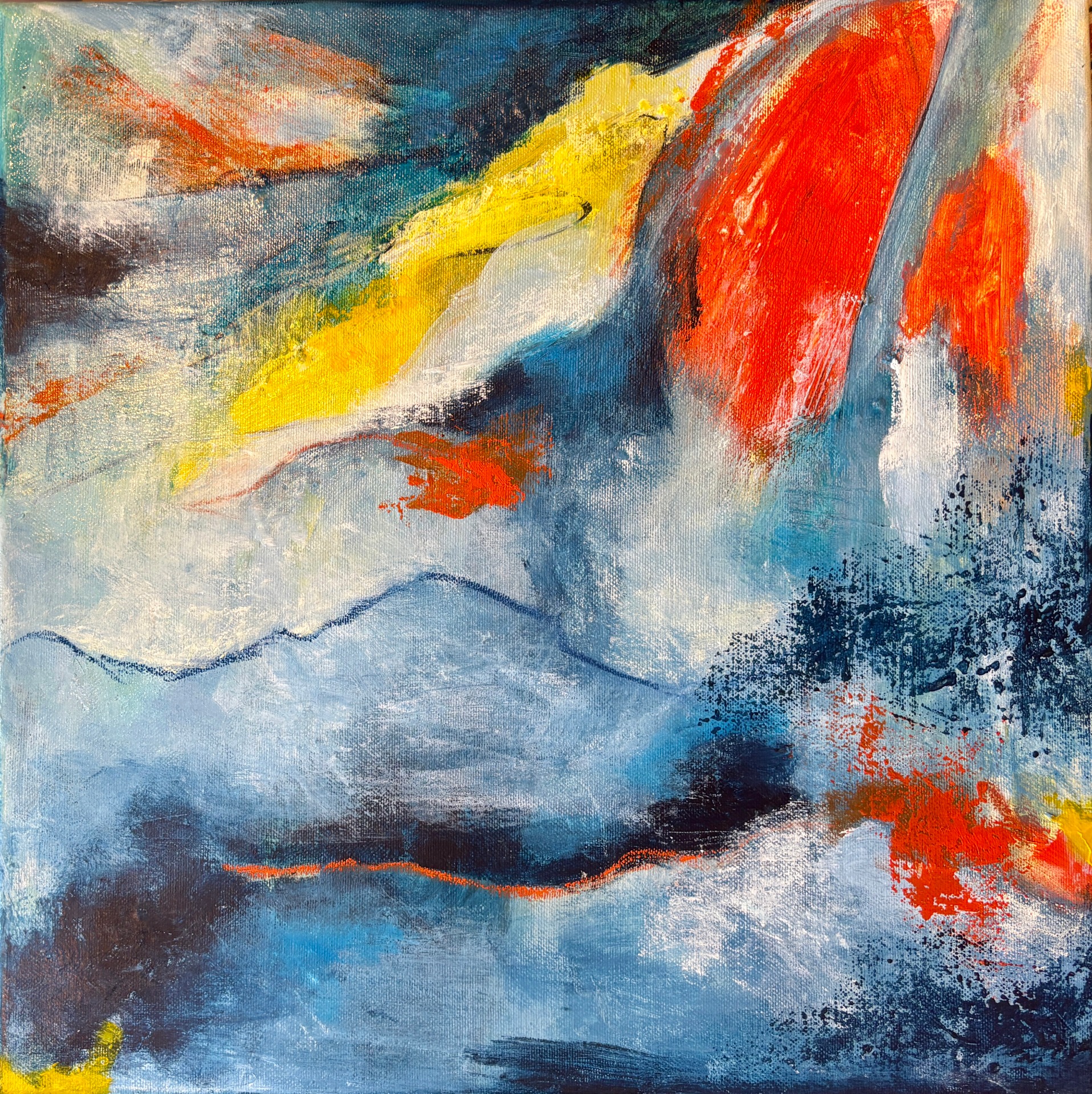 Stillitsen,  40 cm x 40 cm, akryl og oliekridt på lærred