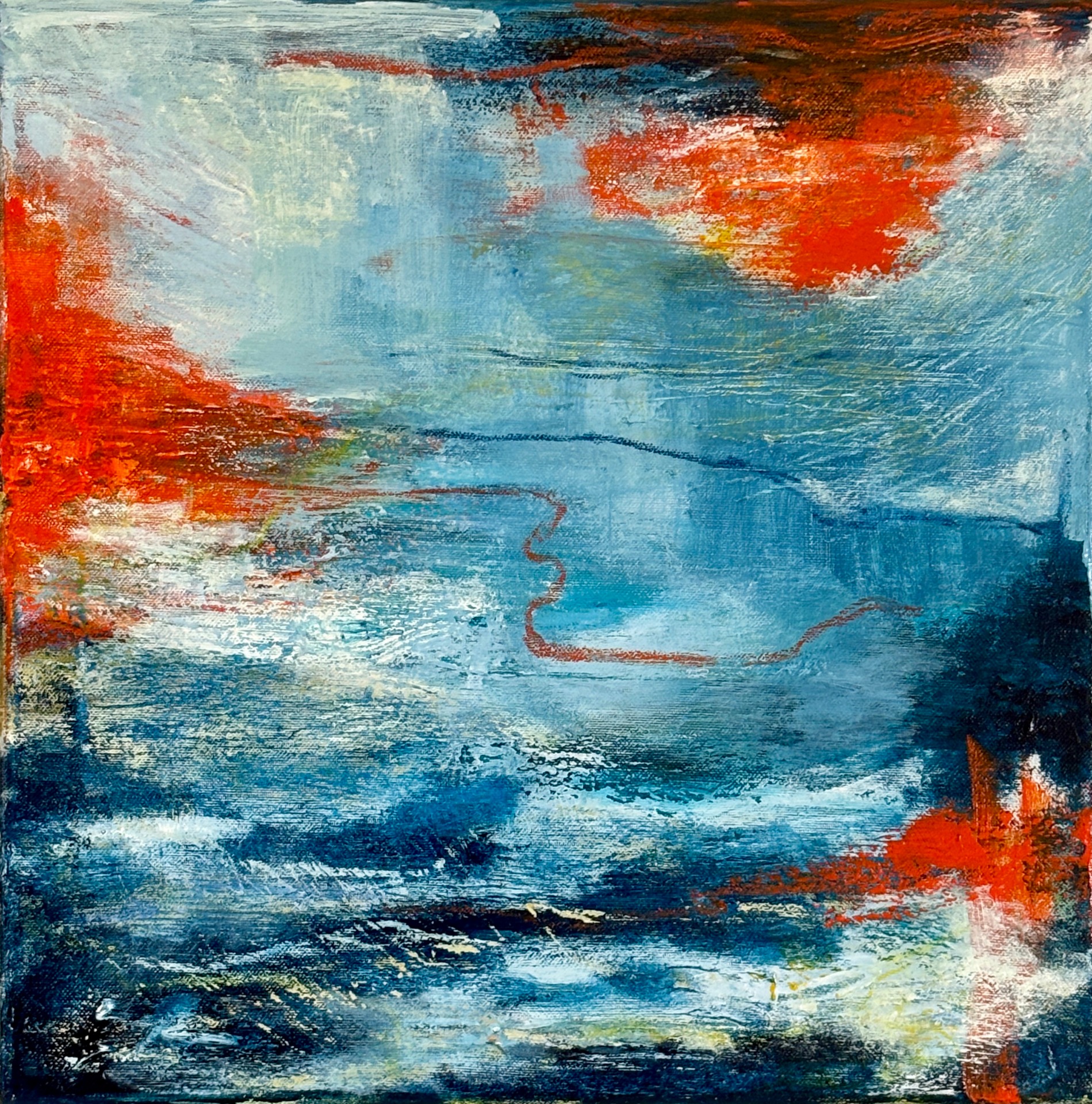 Kan det bære, 40 cm x 40 cm, akryl og oliekridt på lærred