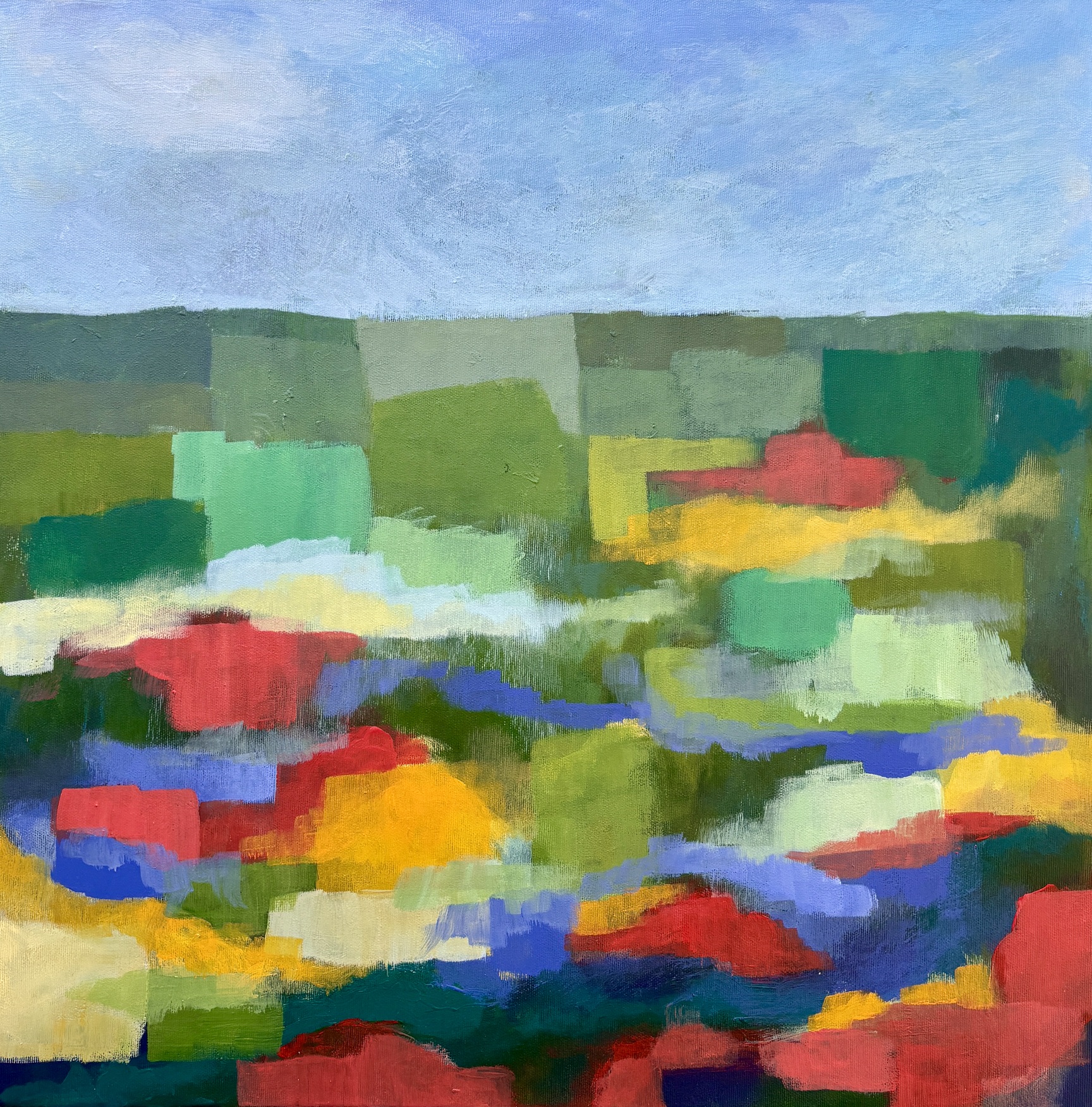 Sommerlandskab I, 60 cm x 60 cm, akryl på lærred
